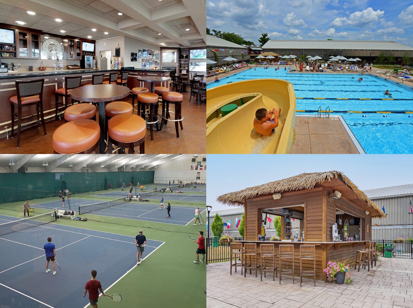 a collage of photos from the club at harpers point in cincinnati