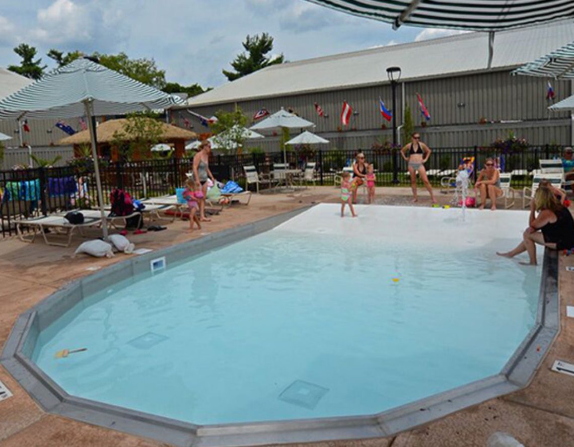 a shot of the zero entry infant pool at the club at harpers point in cincinnati